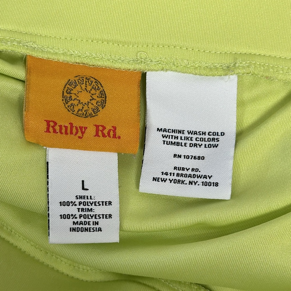 Ruby Rd. Lime Green Sheer Lined Elastic Waist Flo… - image 5